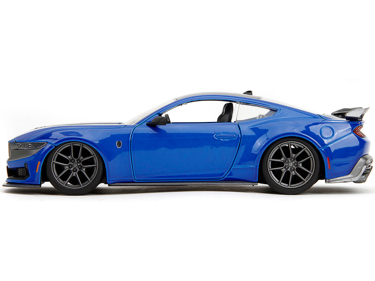 2024 Ford Mustang Dark Horse Blue Metallic with Black and Gray Stripes "Bigtime Muscle" Series 1/24 Diecast Model Car by Jada Jada