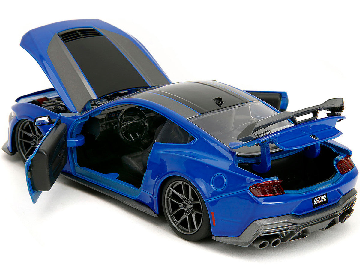 2024 Ford Mustang Dark Horse Blue Metallic with Black and Gray Stripes "Bigtime Muscle" Series 1/24 Diecast Model Car by Jada Jada