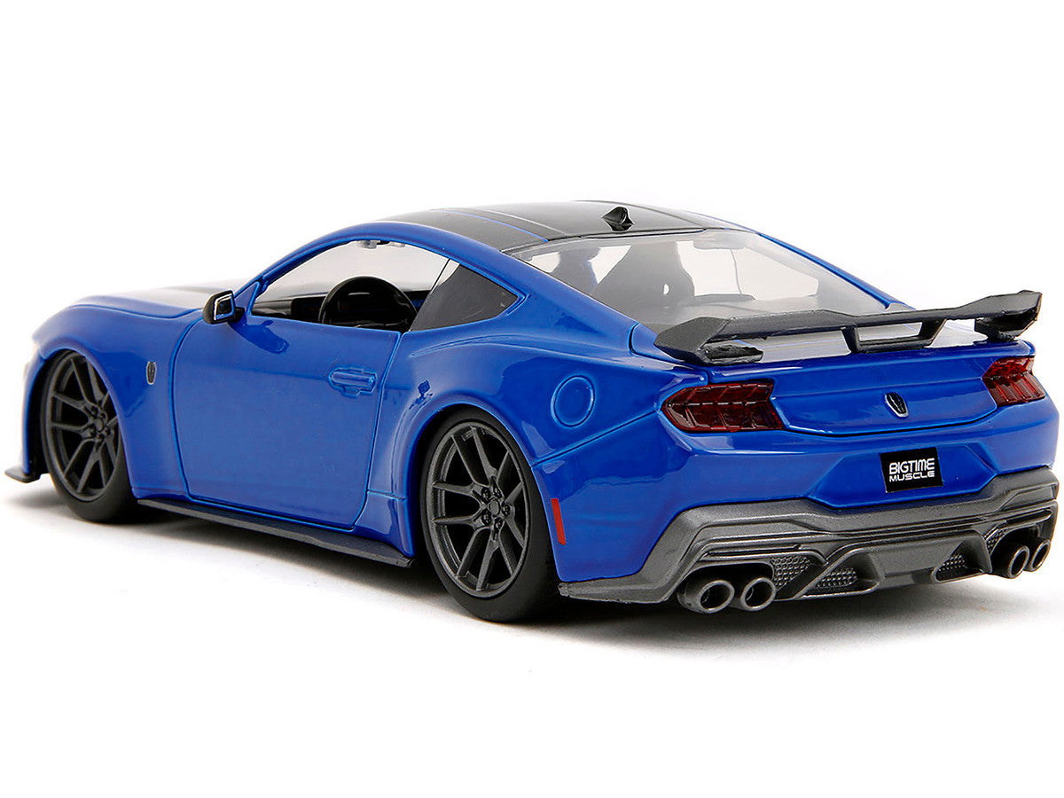 2024 Ford Mustang Dark Horse Blue Metallic with Black and Gray Stripes "Bigtime Muscle" Series 1/24 Diecast Model Car by Jada Jada
