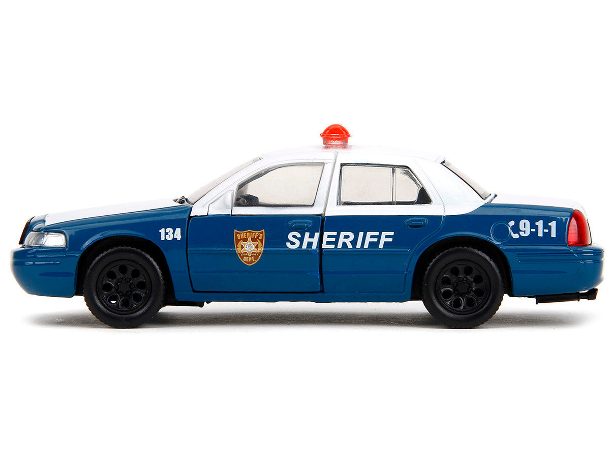 Rick Grimes' Ford Crown Victoria "Sheriff" Blue and White "The Walking Dead" (2010-2022) TV Series "Hollywood Rides" Series 1/32 Diecast Model Car by Jada Jada