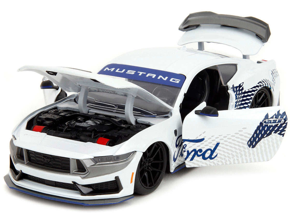 2024 Ford Mustang Dark Horse White with "Mustang Horse Graphics" "Bigtime Muscle" Series 1/24 Diecast Model Car by Jada Jada