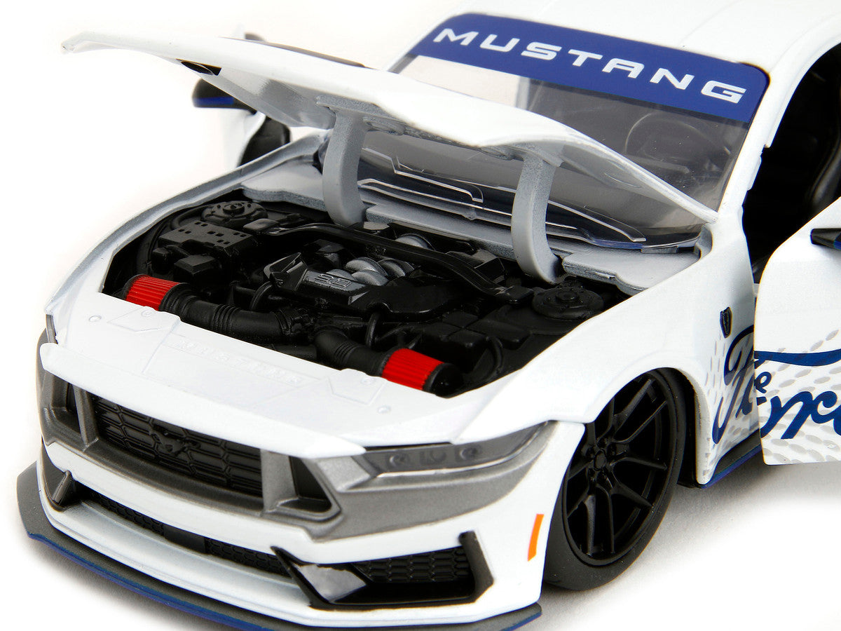 2024 Ford Mustang Dark Horse White with "Mustang Horse Graphics" "Bigtime Muscle" Series 1/24 Diecast Model Car by Jada Jada