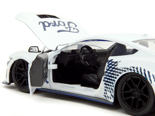 2024 Ford Mustang Dark Horse White with "Mustang Horse Graphics" "Bigtime Muscle" Series 1/24 Diecast Model Car by Jada Jada