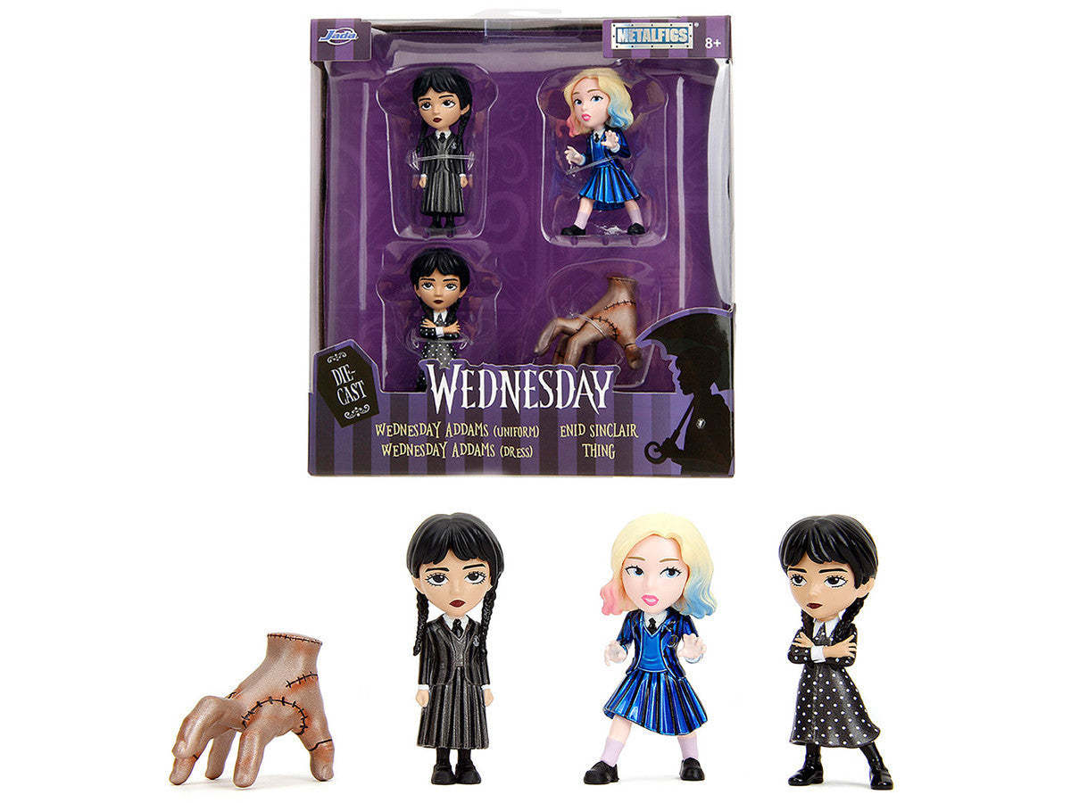 Set of 4 Diecast Figures "Wednesday" (2022-Current) TV Series "Metalfigs" Series Diecast Models by Jada Jada