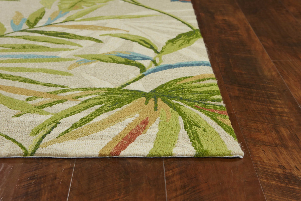 3' X 5' Sand Tropical Botanical Hand Tufted Area Rug W2B