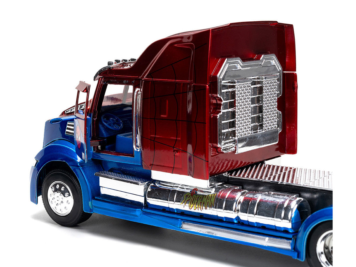 Western Star 57X Truck Tractor "Spider-Man" Blue and Red Metallic "Hollywood Rides" Series 1/24 Diecast Model by Jada Jada