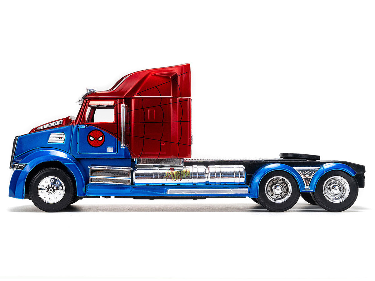 Western Star 57X Truck Tractor "Spider-Man" Blue and Red Metallic "Hollywood Rides" Series 1/24 Diecast Model by Jada Jada