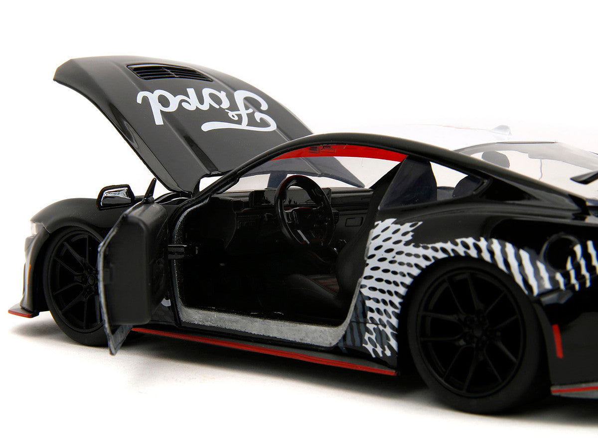 2024 Ford Mustang Dark Horse Black with White Top and "Mustang Horse Graphics" "Bigtime Muscle" Series 1/24 Diecast Model Car by Jada Jada