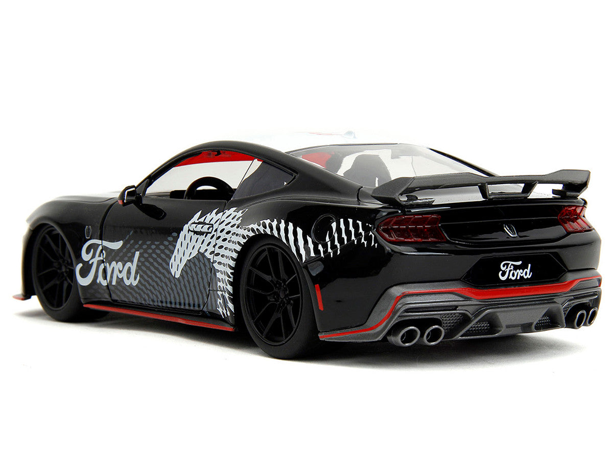2024 Ford Mustang Dark Horse Black with White Top and "Mustang Horse Graphics" "Bigtime Muscle" Series 1/24 Diecast Model Car by Jada Jada