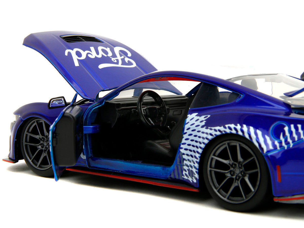 2024 Ford Mustang Dark Horse Candy Blue with White Top and "Mustang Horse Graphics" "Bigtime Muscle" Series 1/24 Diecast Model Car by Jada Jada