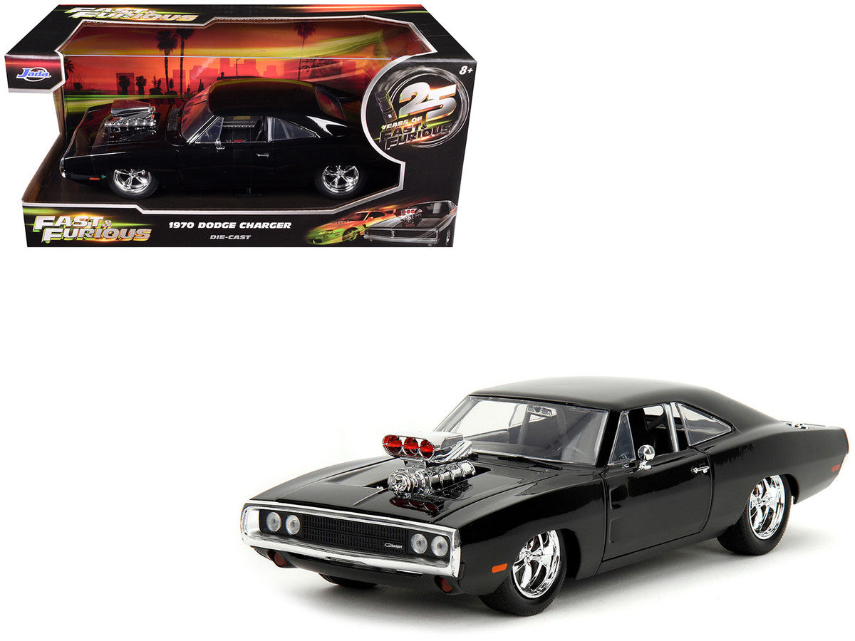 1970 Dodge Charger Black with Race Interior "The Fast and the Furious" (2001) Movie "25 Years of Fast & Furious" Series 1/24 Diecast Model Car by Jada Jada