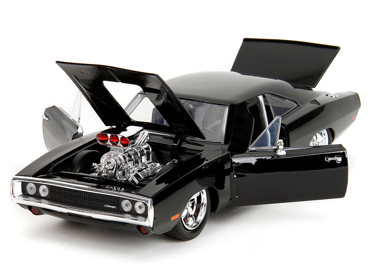 1970 Dodge Charger Black with Race Interior "The Fast and the Furious" (2001) Movie "25 Years of Fast & Furious" Series 1/24 Diecast Model Car by Jada Jada