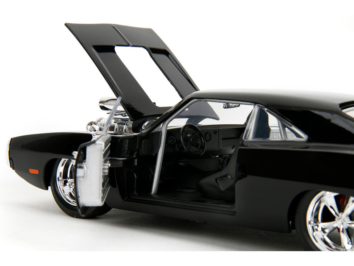 1970 Dodge Charger Black with Race Interior "The Fast and the Furious" (2001) Movie "25 Years of Fast & Furious" Series 1/24 Diecast Model Car by Jada Jada