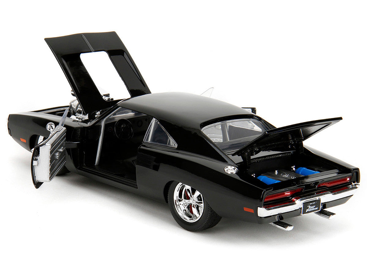 1970 Dodge Charger Black with Race Interior "The Fast and the Furious" (2001) Movie "25 Years of Fast & Furious" Series 1/24 Diecast Model Car by Jada Jada
