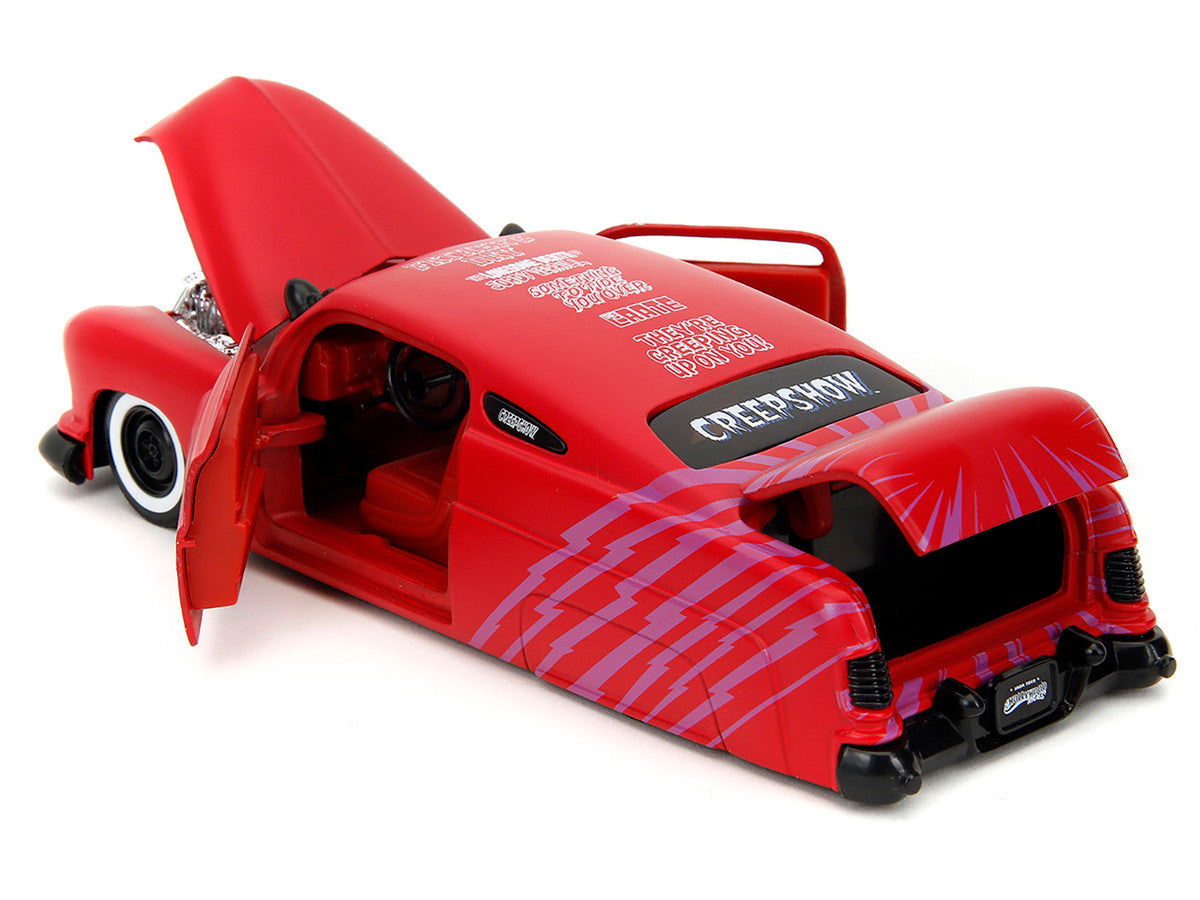 1951 Mercury Matt Red with Purple Stripes and Creep Diecast Figure "Creepshow" (1982) Movie "Hollywood Rides" Series 1/24 Diecast Model Car by Jada Jada