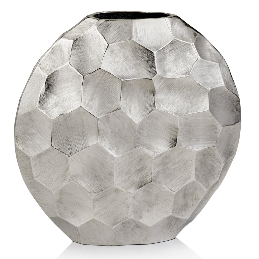 12" Silver Aluminum Cylinder Table Vase W2B