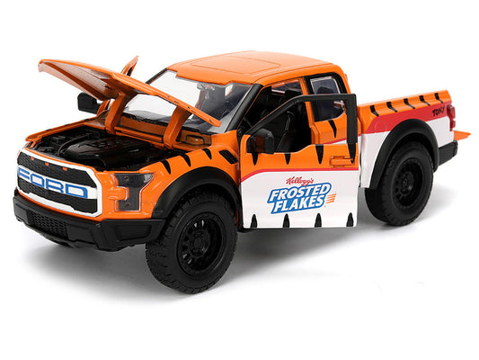 2017 Ford F-150 Raptor Pickup Truck "Frosted Flakes" Orange with Graphics and Tony the Tiger Diecast Figure "Hollywood Rides" Series 1/24 Diecast Model Car by Jada Jada