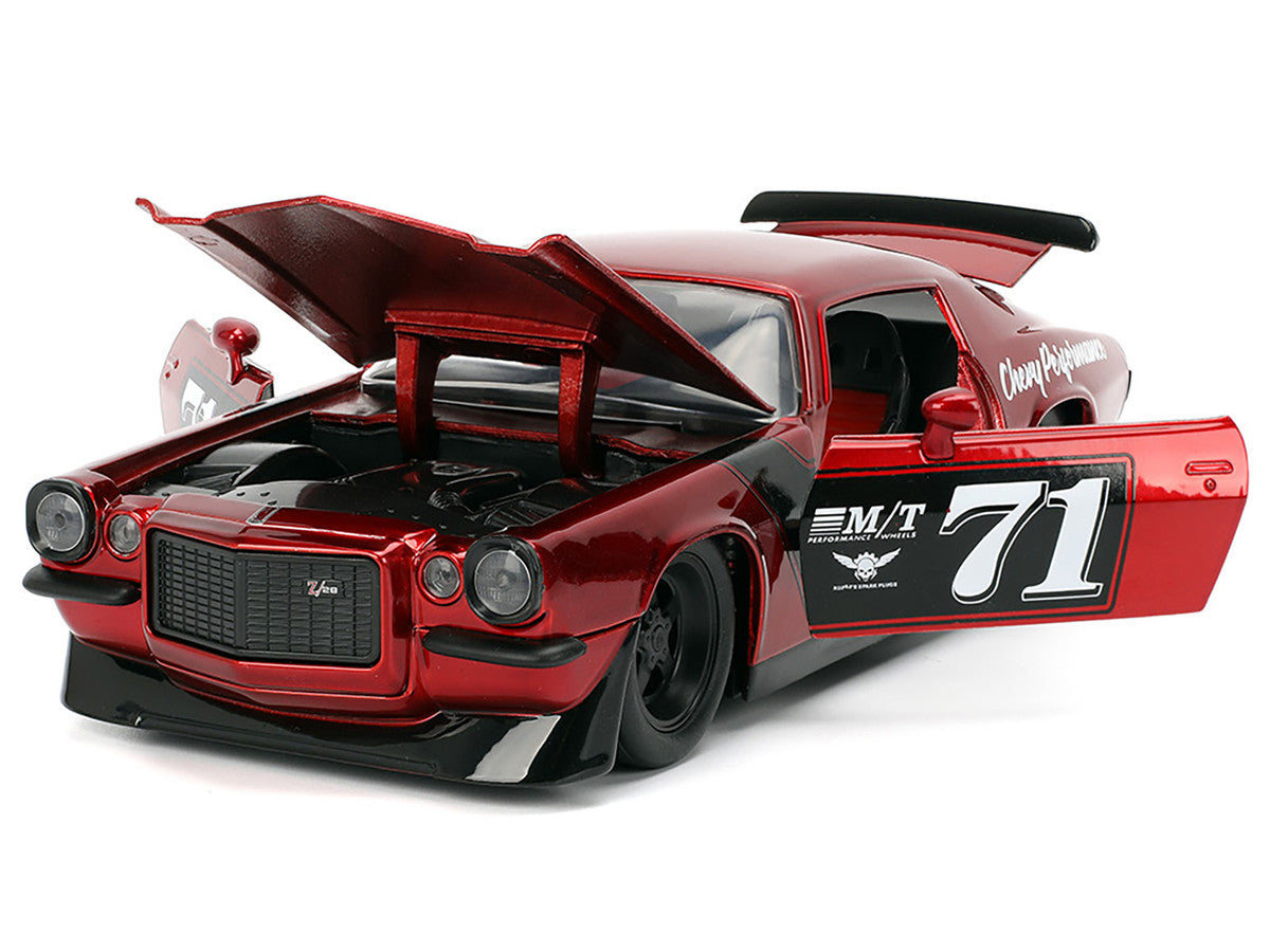 1971 Chevrolet Camaro #71 Red Metallic with Black Stripes "Bigtime Muscle" Series 1/24 Diecast Model Car by Jada Jada