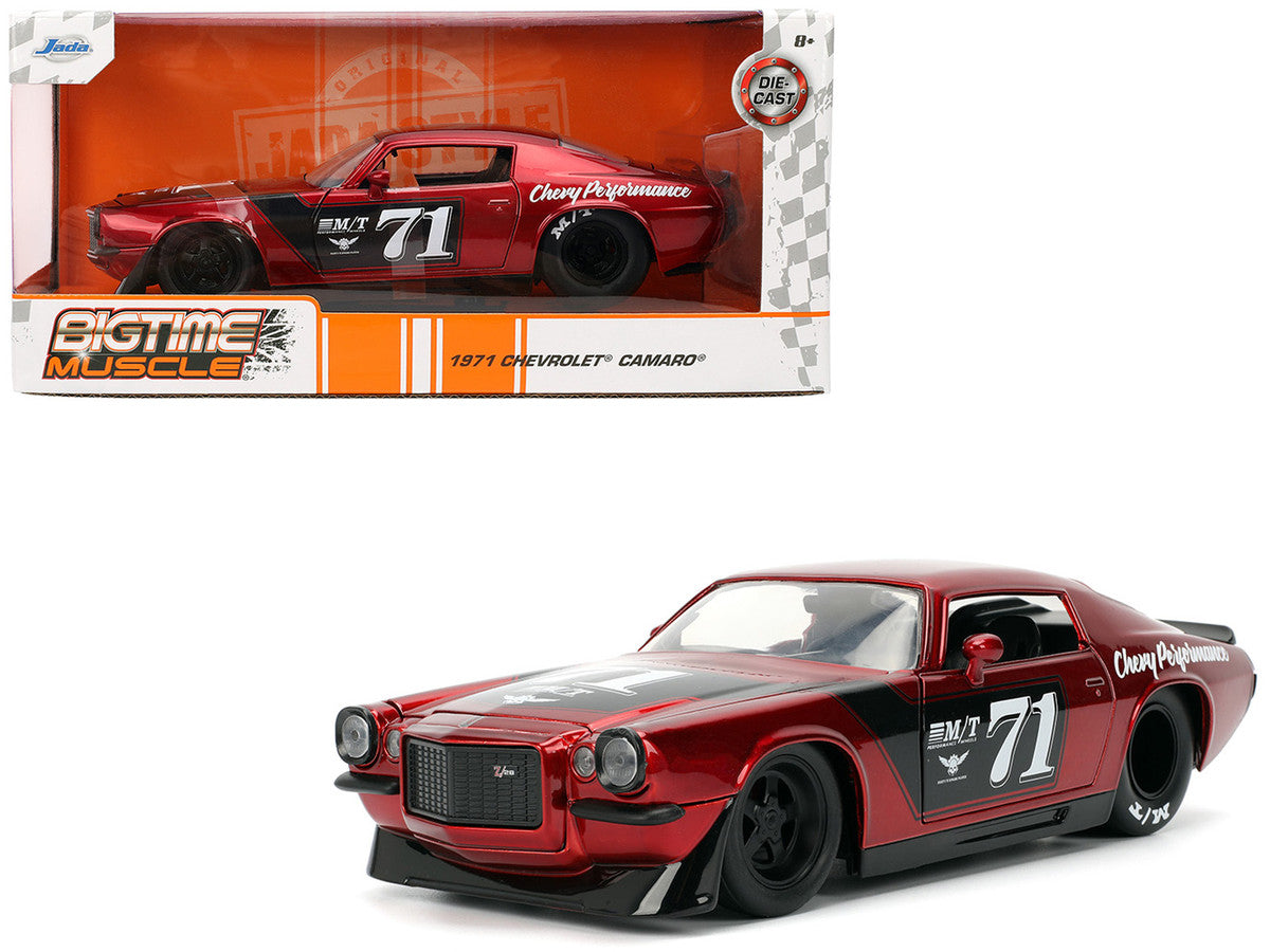1971 Chevrolet Camaro #71 Red Metallic with Black Stripes "Bigtime Muscle" Series 1/24 Diecast Model Car by Jada Jada
