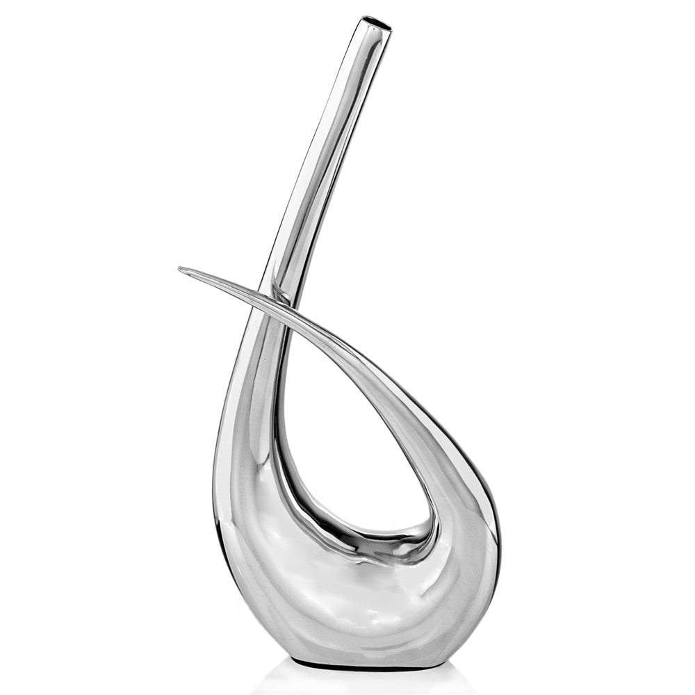 20" Aluminum Silver Modern Abstract Table Vase W2B