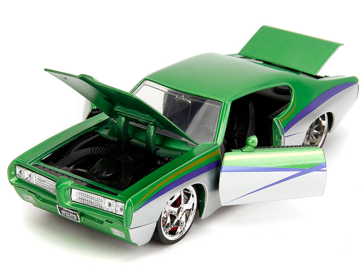 1969 Pontiac GTO Judge Green Metallic and Silver with Stripes "Bigtime Muscle" Series 1/24 Diecast Model Car by Jada Jada