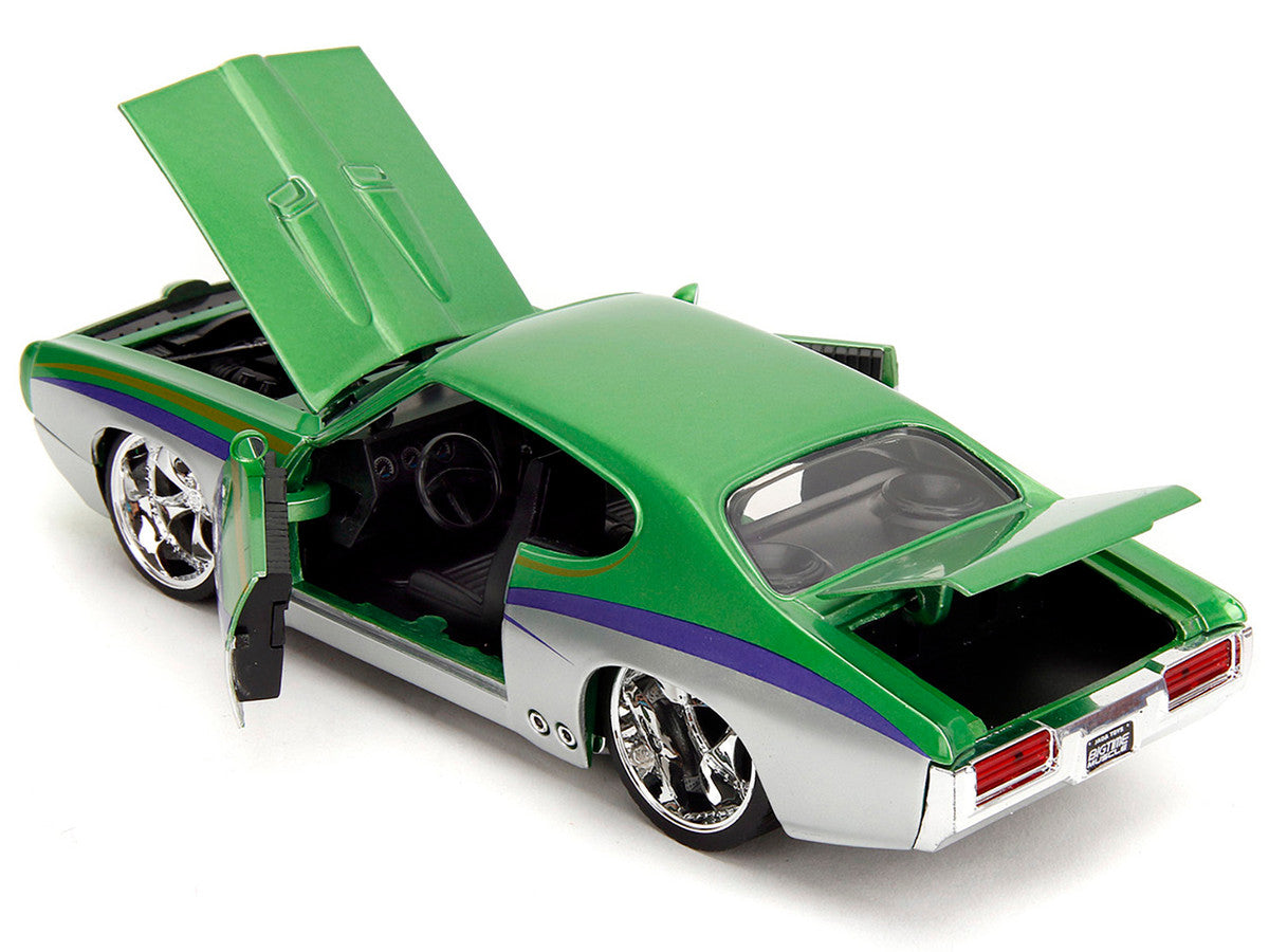 1969 Pontiac GTO Judge Green Metallic and Silver with Stripes "Bigtime Muscle" Series 1/24 Diecast Model Car by Jada Jada