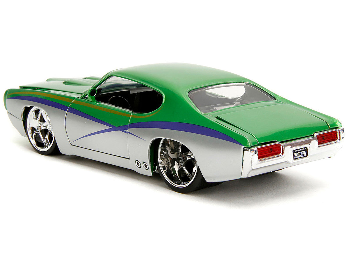 1969 Pontiac GTO Judge Green Metallic and Silver with Stripes "Bigtime Muscle" Series 1/24 Diecast Model Car by Jada Jada