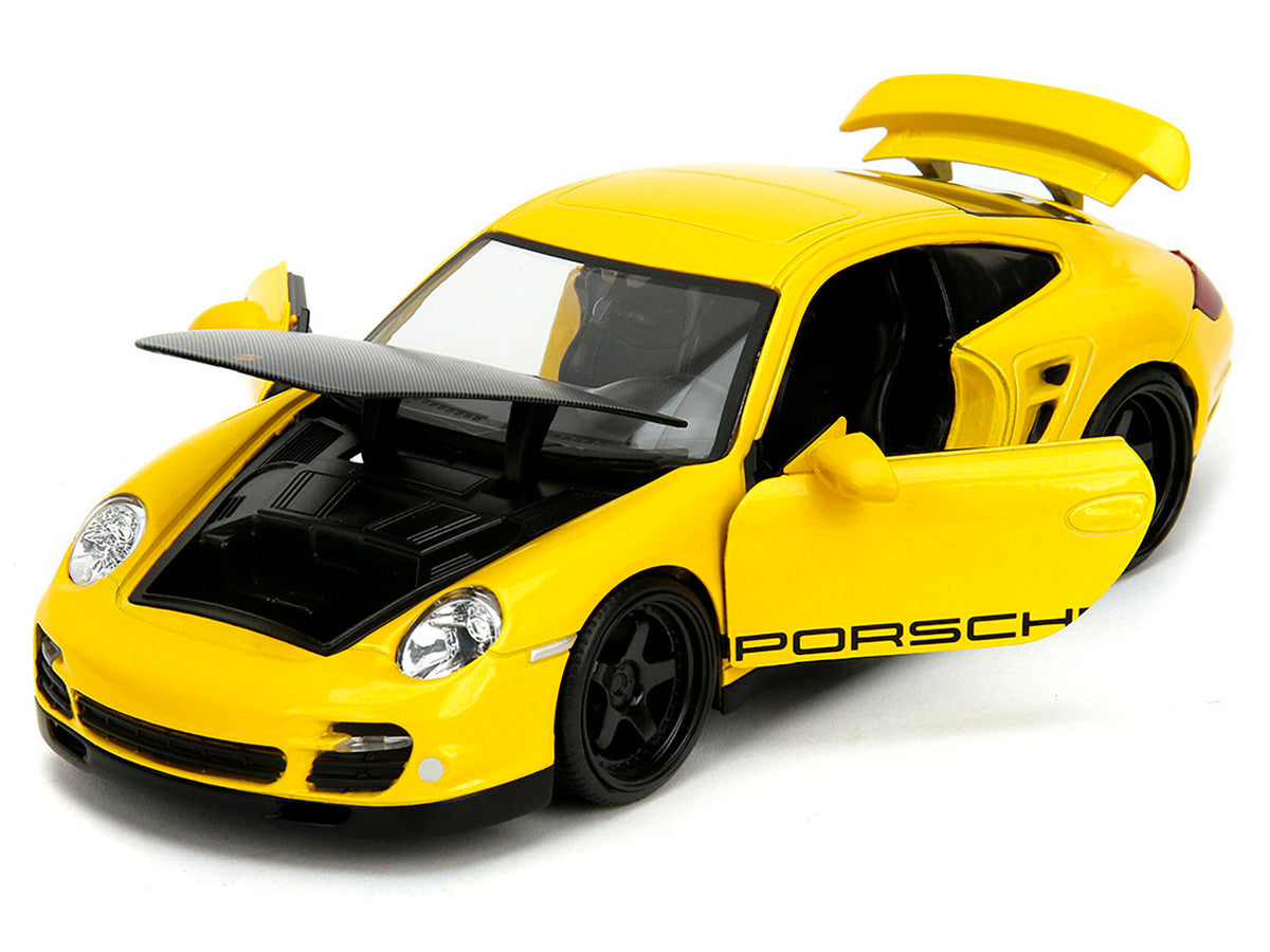 Porsche 911 Turbo (997) Yellow with Carbon Hood "Hyper-Spec" Series 1/24 Diecast Model Car by Jada Jada
