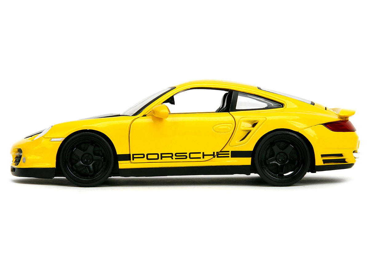 Porsche 911 Turbo (997) Yellow with Carbon Hood "Hyper-Spec" Series 1/24 Diecast Model Car by Jada Jada