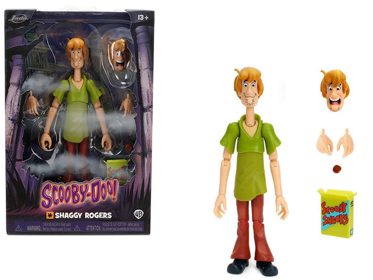 Shaggy Rogers 6.5" Moveable Figure with Accessories and Alternate Head and Hands "Scooby-Doo!" Franchise Model by Jada Jada