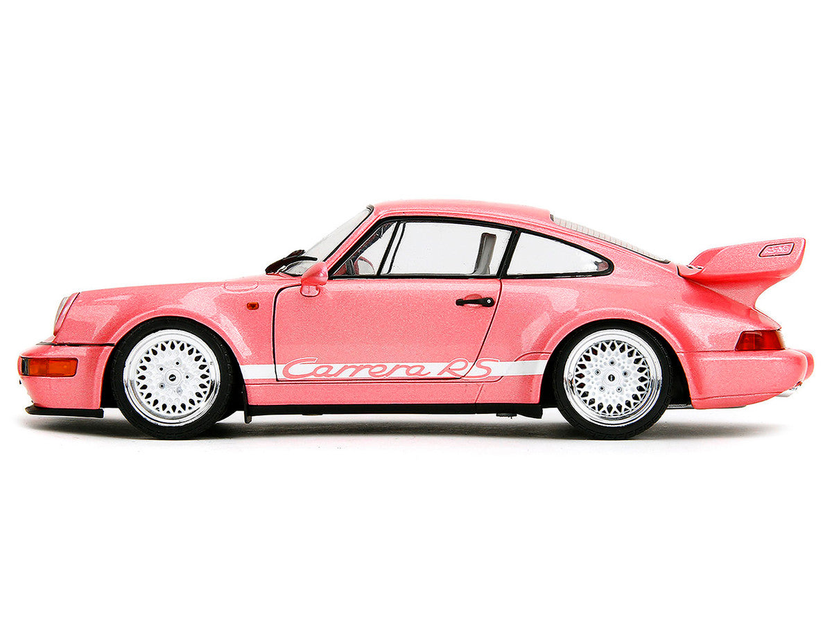 Porsche 911 Carrera RS (964) Pink Metallic with White Stripes "Pink Slips" Series 1/18 Diecast Model Car by Jada Jada