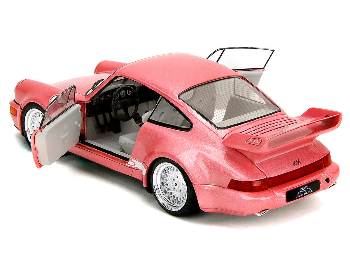 Porsche 911 Carrera RS (964) Pink Metallic with White Stripes "Pink Slips" Series 1/18 Diecast Model Car by Jada Jada