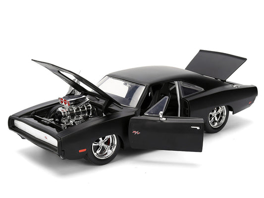 1970 Dodge Charger R/T Matt Black "Fast & Furious" (2009) Movie "Fast & Furious" Series 1/24 Diecast Model Car by Jada Jada