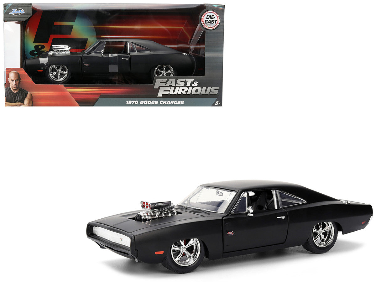 1970 Dodge Charger R/T Matt Black "Fast & Furious" (2009) Movie "Fast & Furious" Series 1/24 Diecast Model Car by Jada Jada