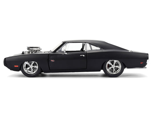 1970 Dodge Charger R/T Matt Black "Fast & Furious" (2009) Movie "Fast & Furious" Series 1/24 Diecast Model Car by Jada