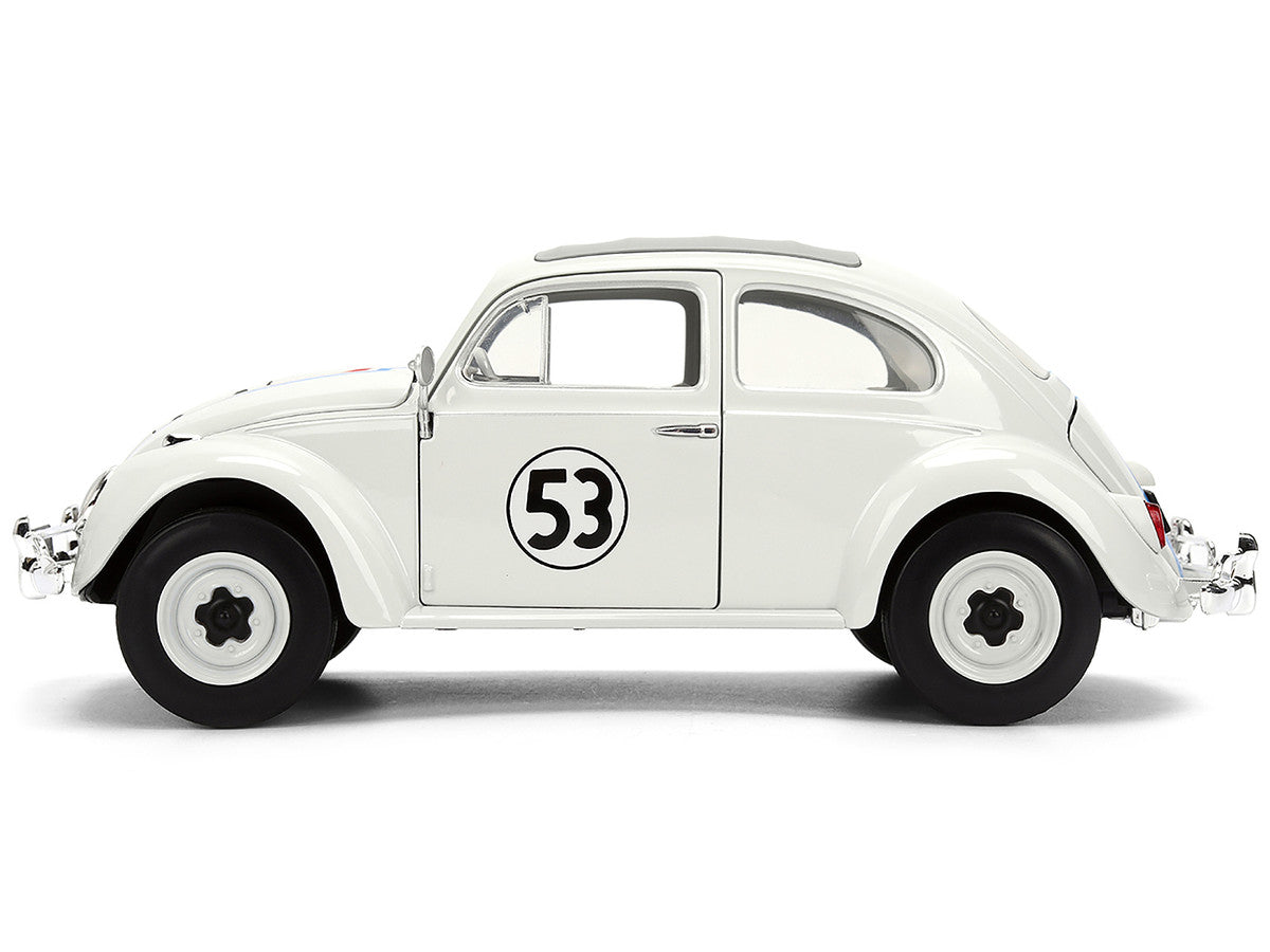 Volkswagen Beetle #53 "Herbie" White with Stripes "The Love Bug" (1968) Movie with Extra Wheels 1/24 Diecast Model Car by Jada Jada