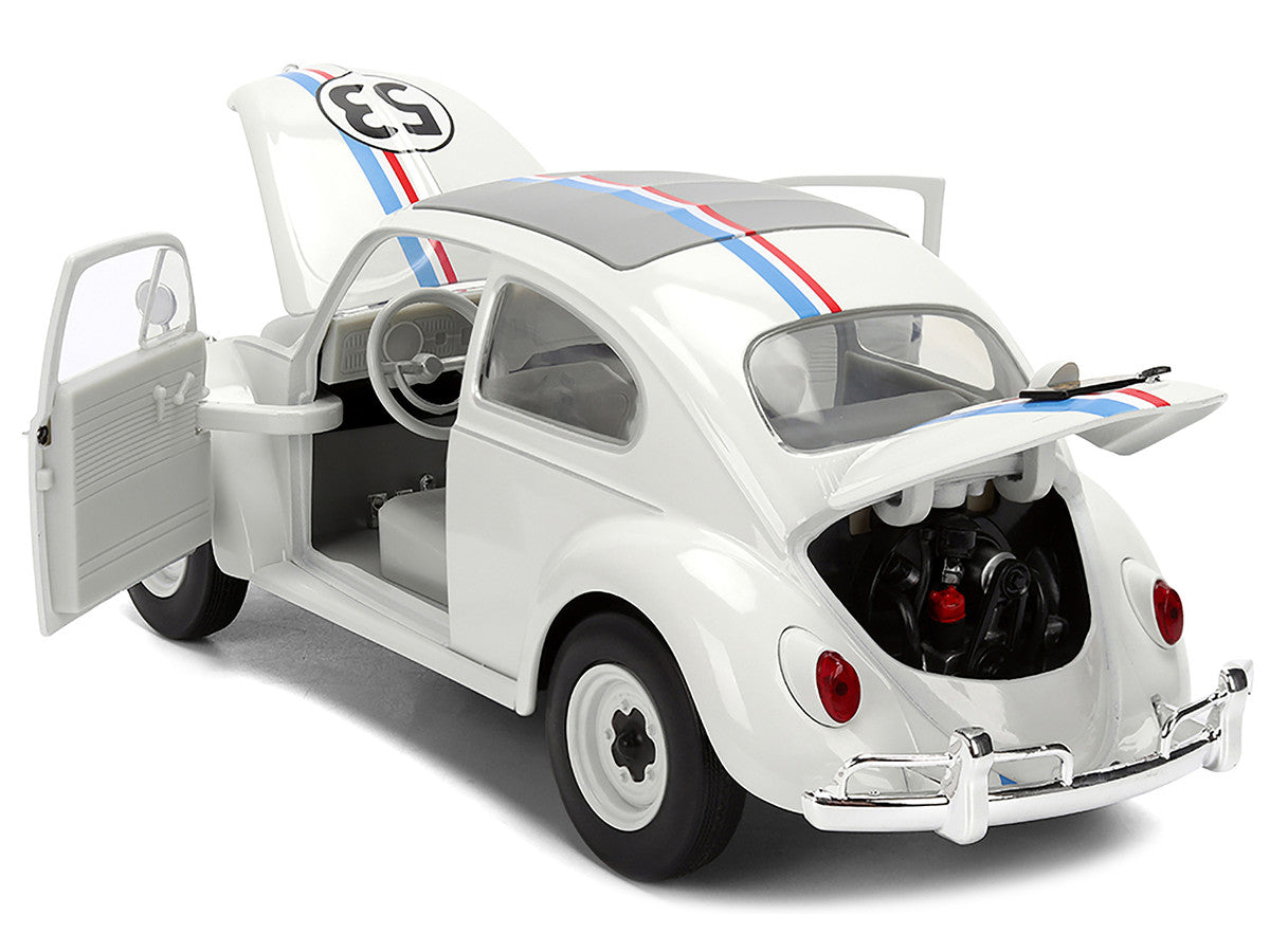 Volkswagen Beetle #53 "Herbie" White with Stripes "The Love Bug" (1968) Movie with Extra Wheels 1/24 Diecast Model Car by Jada Jada