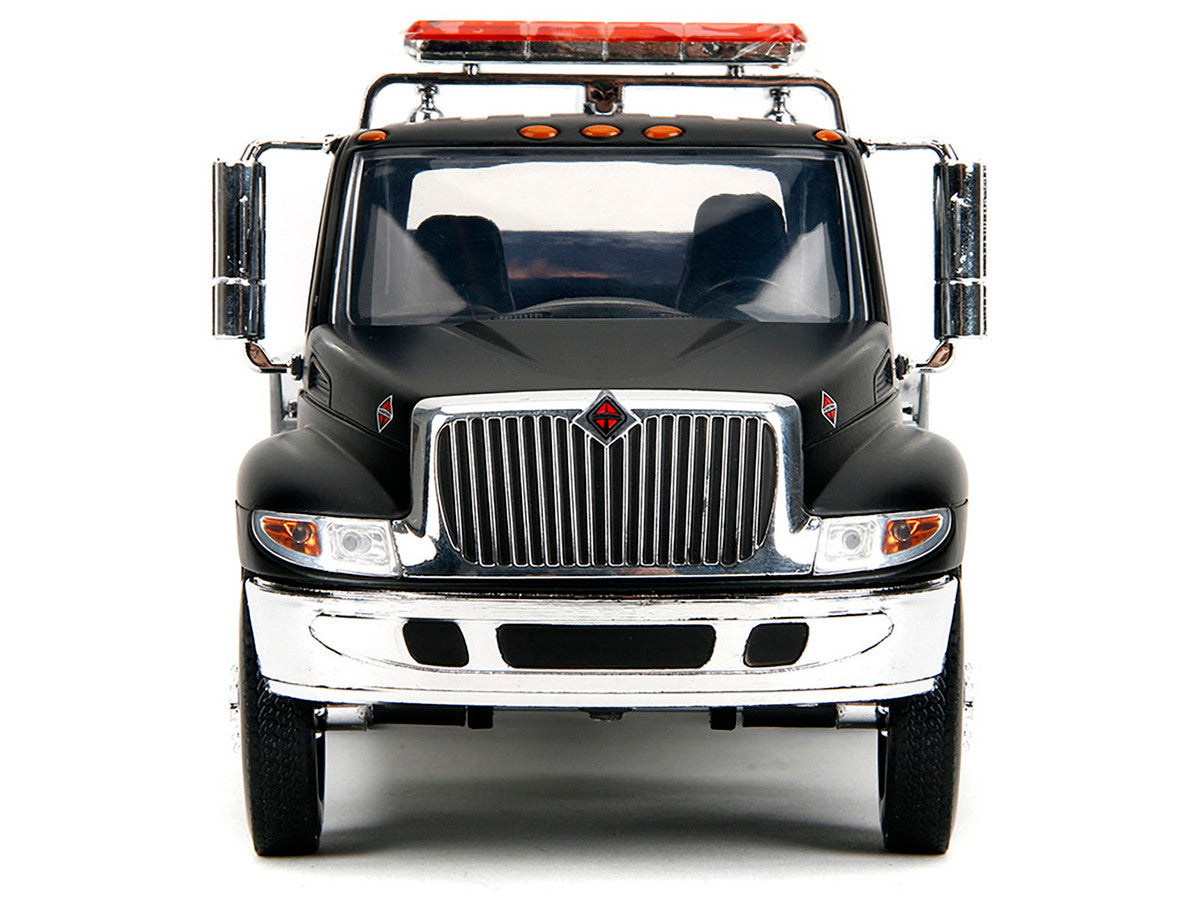 International DuraStar 4400 Flatbed Tow Truck Matt Black 1/24 Diecast Model Car by Jada-3