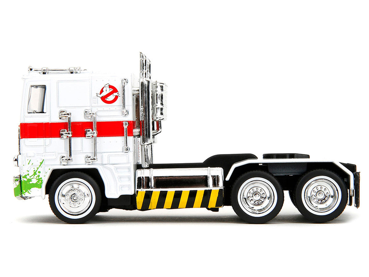 G1 Autobot Optimus Prime Truck White with Robot on Chassis from "Transformers" TV Series - "Ghostbusters" (1984) Movie Crossover "Hollywood Rides" Series Diecast Model by Jada Jada