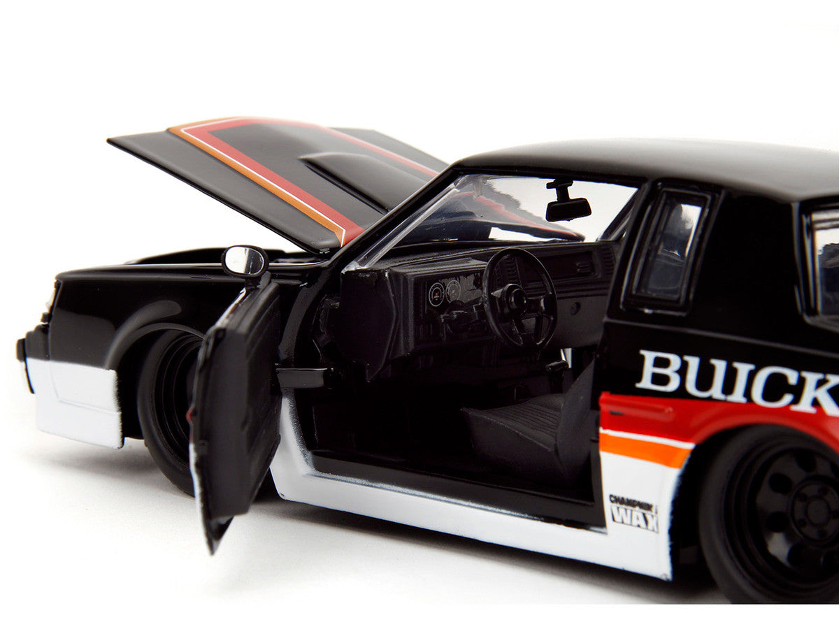 1987 Buick Grand National #7 "Buick Racing" Black and White with Stripes "Bigtime Muscle" Series 1/24 Diecast Model Car by Jada Jada