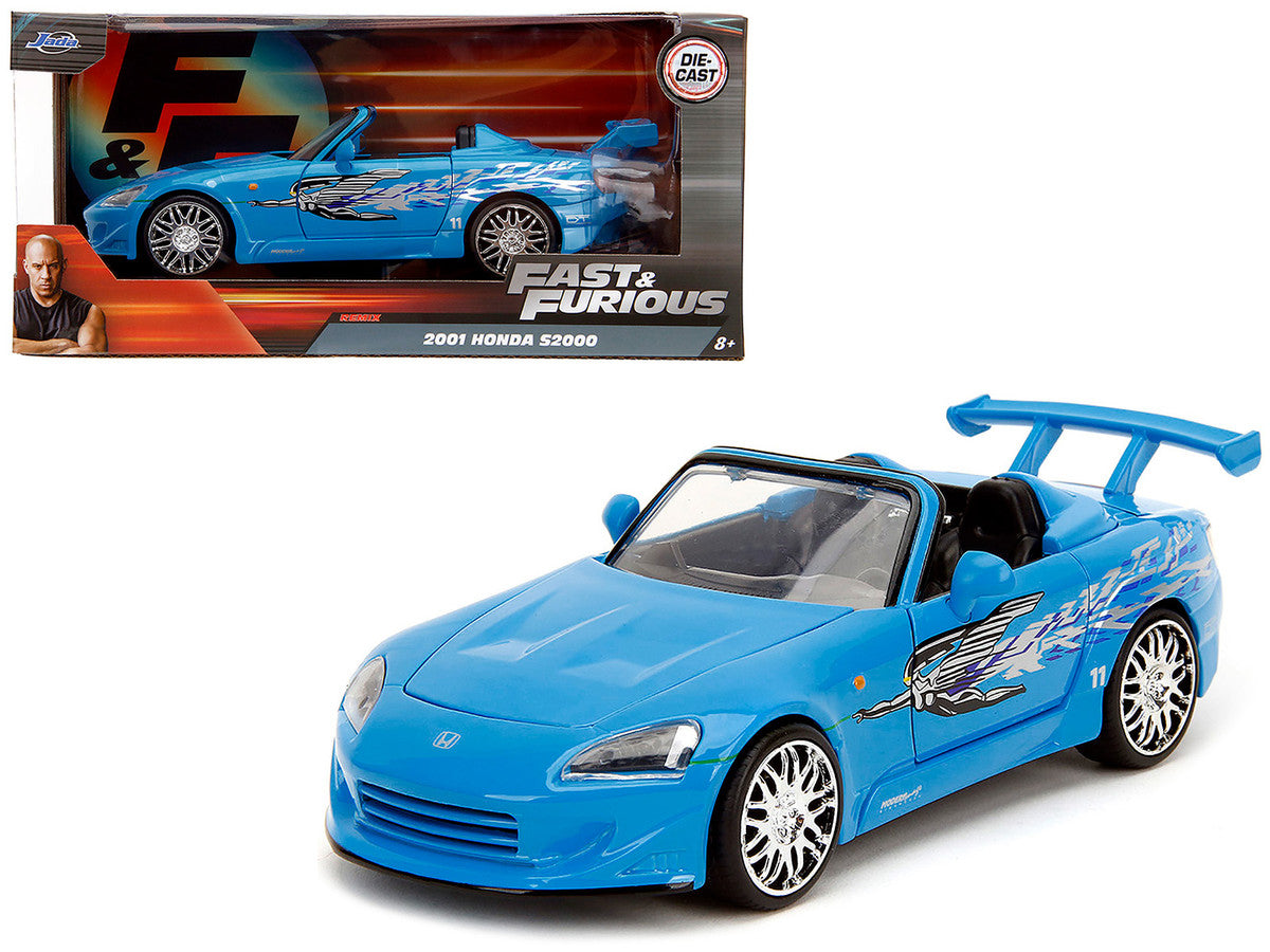 2001 Honda S2000 Convertible Blue with Graphics "Fast & Furious Remix" Series 1/24 Diecast Model Car by Jada Jada