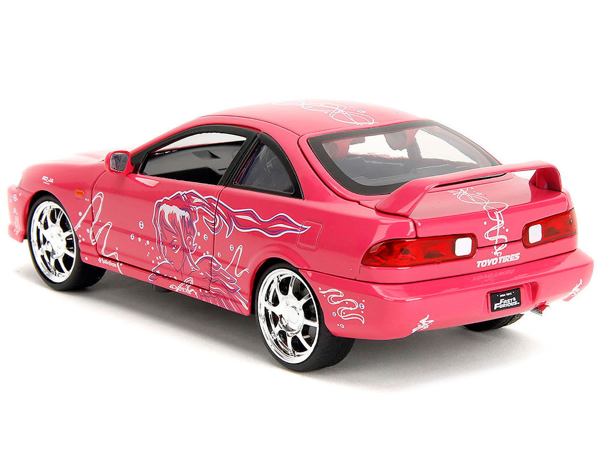 1995 Honda Integra Type R Pink with Graphics "Fast & Furious Remix" Series 1/24 Diecast Model Car by Jada Jada