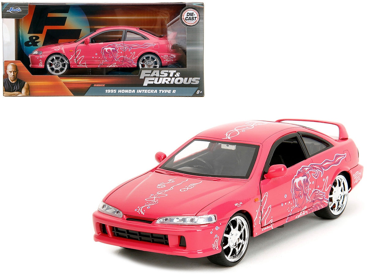 1995 Honda Integra Type R Pink with Graphics "Fast & Furious Remix" Series 1/24 Diecast Model Car by Jada Jada