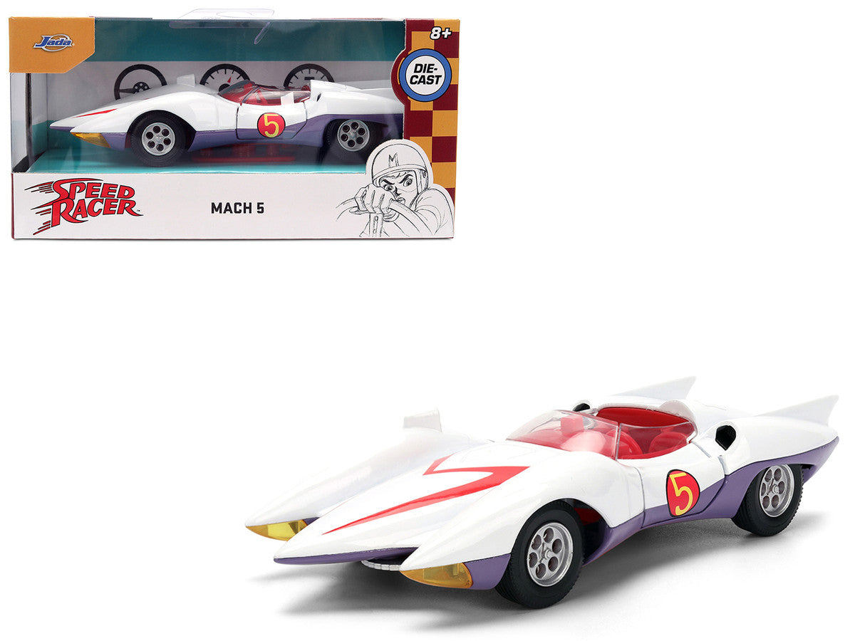 Mach 5 White with Red Stripes and Interior "Speed Racer" (1967) TV Series "Anime Hollywood Rides" Series 1/32 Diecast Model Car by Jada Jada