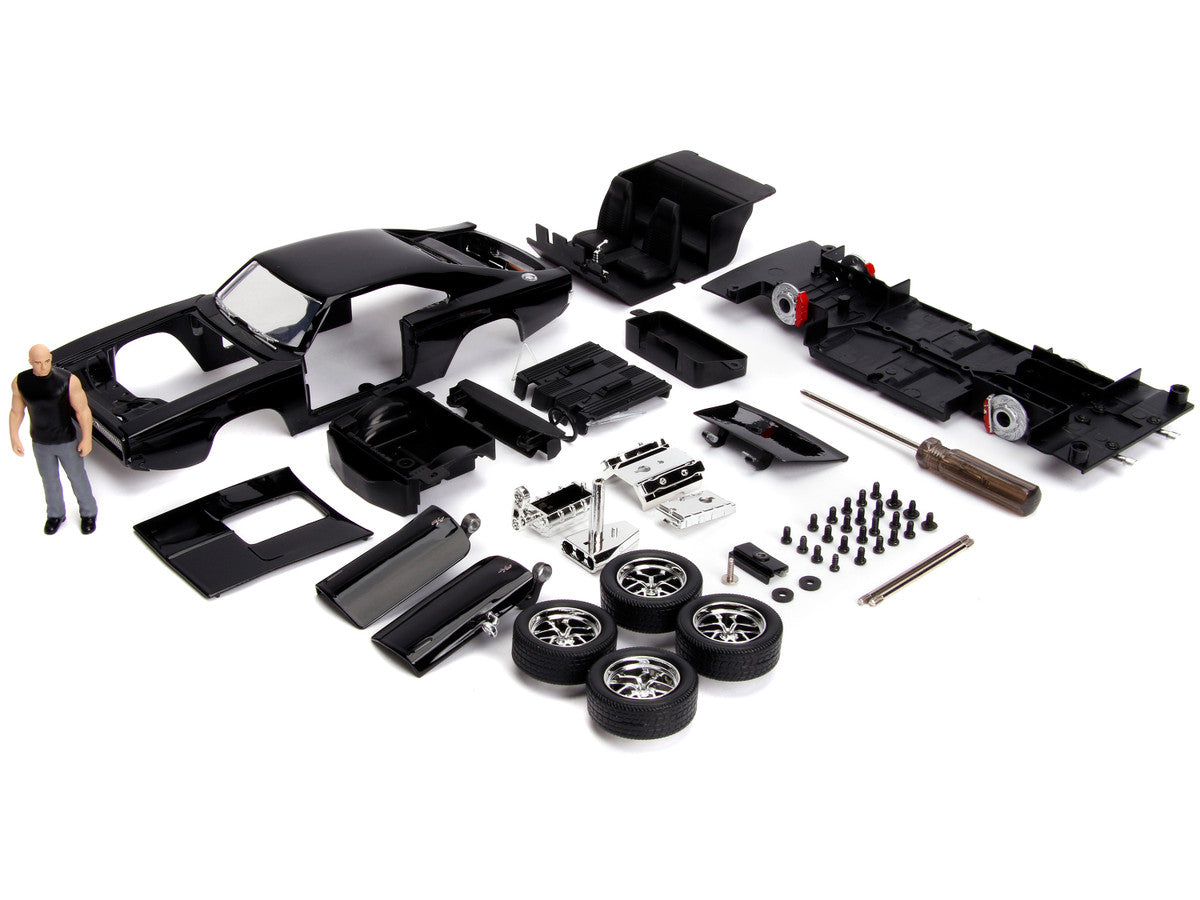 Model Kit Dodge Charger R/T Black and Dom Diecast Figure "Fast & Furious" Movie "Build N' Collect" Series 1/24 Diecast Model Car by Jada Jada