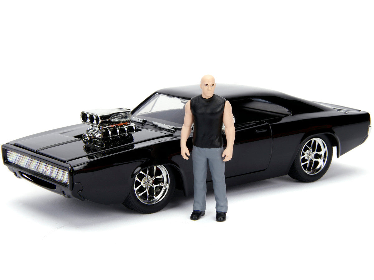 Model Kit Dodge Charger R/T Black and Dom Diecast Figure "Fast & Furious" Movie "Build N' Collect" Series 1/24 Diecast Model Car by Jada Jada