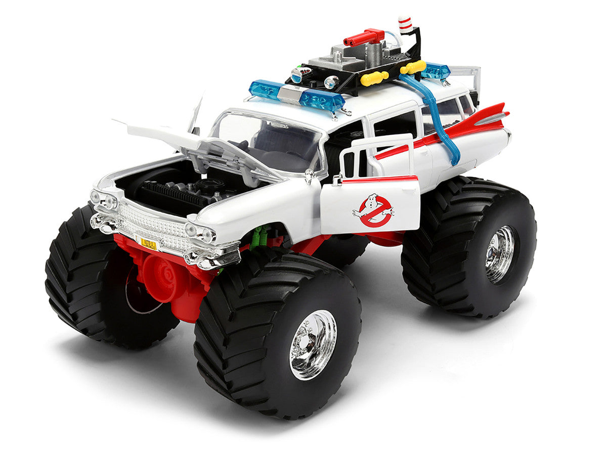 1959 Cadillac Ambulance Ecto-1 "Ghostbusters" (1984) Movie Monster Truck Version "Hollywood Rides" Series 1/24 Diecast Model Car by Jada Jada
