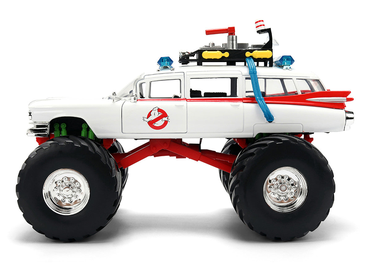 1959 Cadillac Ambulance Ecto-1 "Ghostbusters" (1984) Movie Monster Truck Version "Hollywood Rides" Series 1/24 Diecast Model Car by Jada Jada