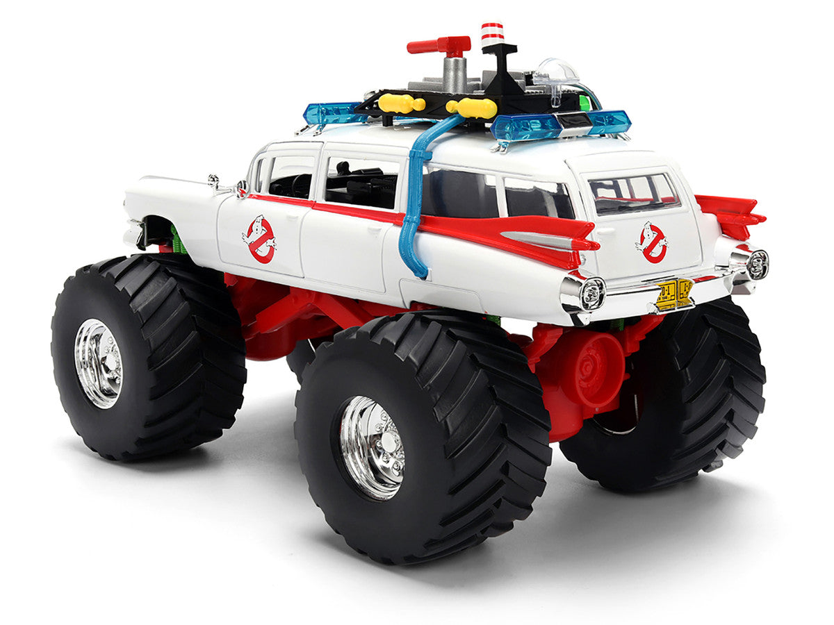 1959 Cadillac Ambulance Ecto-1 "Ghostbusters" (1984) Movie Monster Truck Version "Hollywood Rides" Series 1/24 Diecast Model Car by Jada Jada