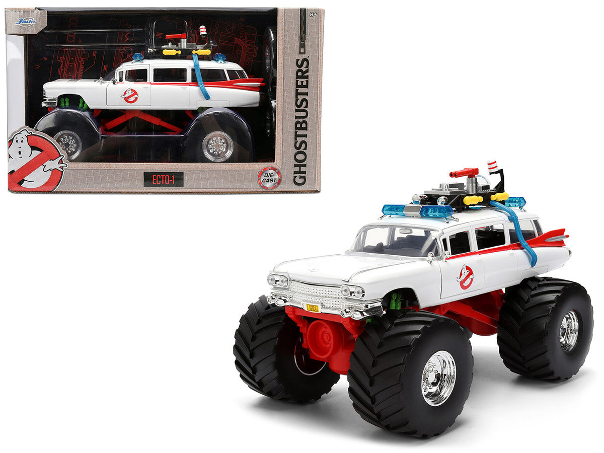 1959 Cadillac Ambulance Ecto-1 "Ghostbusters" (1984) Movie Monster Truck Version "Hollywood Rides" Series 1/24 Diecast Model Car by Jada Jada